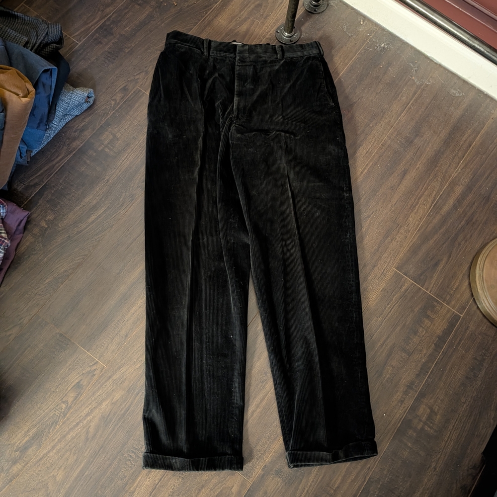 BULLOCK & JONES Vintage Black Corduroy Cuffed Straight Leg MiUSS Pants
